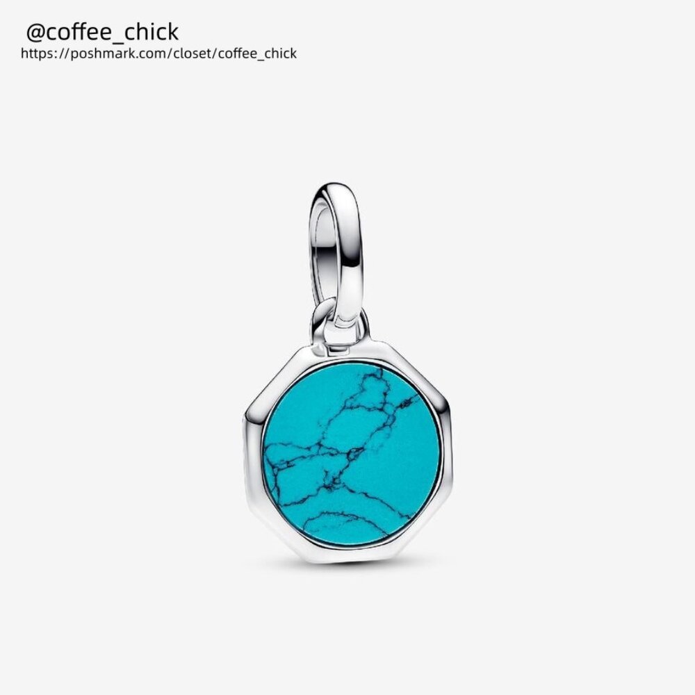 Pandora Turquoise-Colored Engravable Mini Medallion Charm